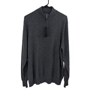State Cashmere Sweater Mens XXL Dark Gray Quarter Zip Pullover Long Sleeve